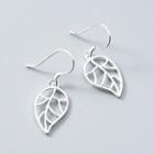 925 Sterling Silver Perforated Leaf Dangle Earring Silver - One Size