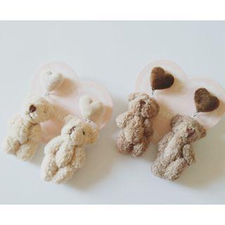 Furry Heart Bear Drop Earring