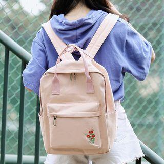 Embroidered Flower Oxford Backpack