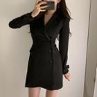 Long-sleeve Single-breasted Mini Collared Dress