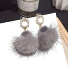 Faux Pearl Bobble Drop Earring 1 Pair - Gray - One Size