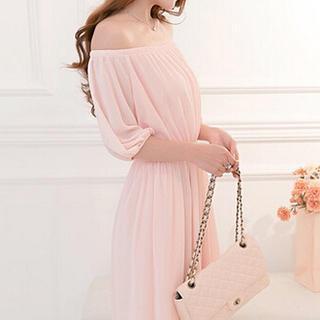 Off-shoulder Chiffon Maxi Dress
