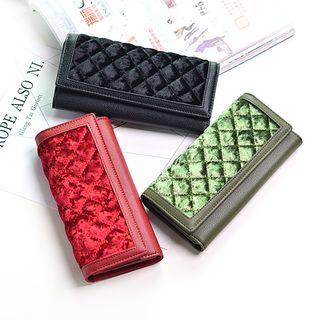 Quilted Faux Leather 3-fold Long Wallet