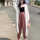 Tube Top / Chiffon Harem Pants / Open-front Long Jacket