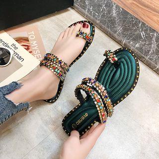 Rhinestone Strap Slippers
