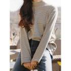 High-neck Napped Stripe T-shirt