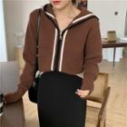 Hooded Zip Cardigan Brown - One Size