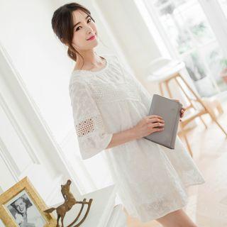 Elbow Sleeve Lace Panel Dress
