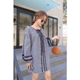 Lace-trim Gingham Minidress