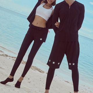 Couple Matching Swim Set: Hooded Jacket / Tankini Top / Swim Pants / Beach Shorts / Set