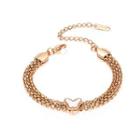 Elegant Temperament Plated Rose Gold Butterfly 316l Stainless Steel Multi-layer Bracelet Rose Gold - One Size