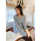 V-neck Open-knit Oversize Sweater