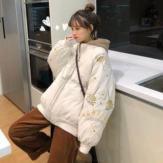 Embroidered Padded Coat As Shown In Figure - One Size