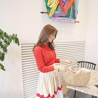 Round-neck Crochet-knit Cardigan