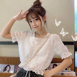 Eyelet Lace Crop Top White - One Size