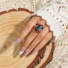 Rose Alloy Open Ring 1pc - Blue & Red & Purple - One Size