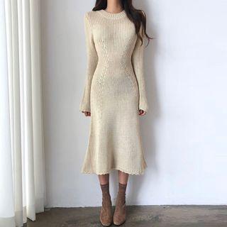 Midi A-line Sweater Dress Almond - One Size