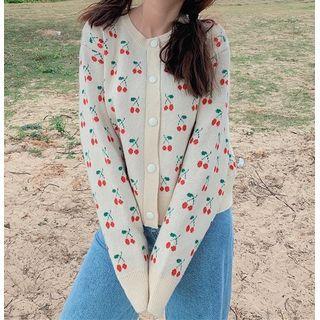 Cherry Printed Knit Cardigan