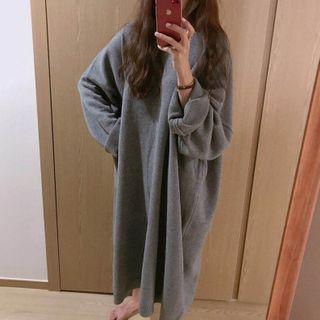 Long-sleeve Plain Oversized Maxi Dress