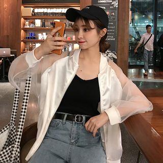 Plain Sheer Panel Jacket