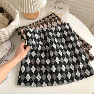 High-waist Rhomboid A-line Skirt