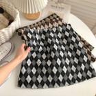 High-waist Rhomboid A-line Skirt