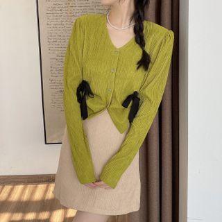 Bow Ribbed Cardigan