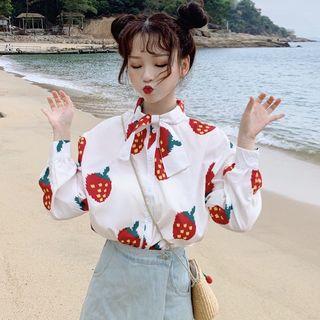 Long-sleeve Strawberry Print Shirt