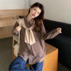 Mock Two-piece Long-sleeve Shawl Shirt