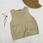 Pocketed Knit Vest As Shown In Figure - One Size