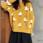 Duck Jacquard Crew-neck Sweater Yellow - One Size