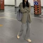 Medium Long Blazer / Loose-fit Straight Cut Pants