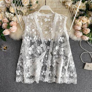 Lace Button-up Vest