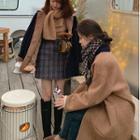 Reversible Plaid Jacket / Coat / Plaid Mini A-line Skirt