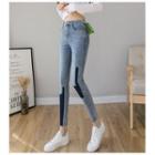 Two-tone High Waist Skinny Jeans