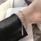 925 Sterling Silver Rhinestone & Libra Pendant Bracelet 1 Pc - Bracelet - Anchor - One Size