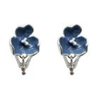 Flower Earrings Blue - One Size