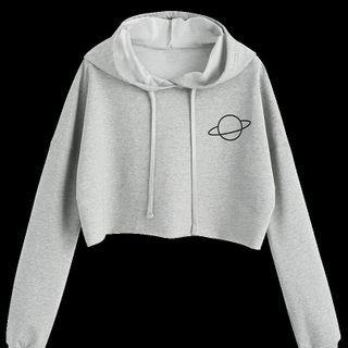Crop Printed Hoodie