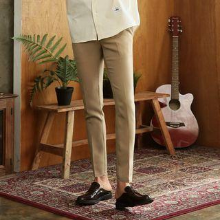 Band-waist Slim-fit Dress Pants