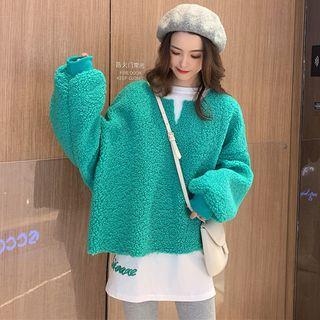 Letter Embroidered Long-sleeve T-shirt / Fleece Pullover
