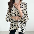 Balloon-sleeve Patterned Layered Blouse