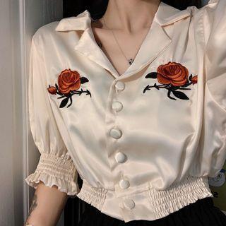 Cropped Rose Print Top