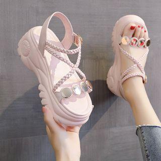 Ankle-strap Crisscross Platform Flat Sandals