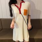 Short-sleeve Knit Mini Polo Dress