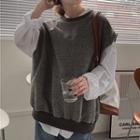 Cap-sleeve Knit Top / Plain Shirt