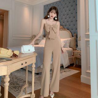 Set: Bow Accent Camisole + Wide-leg Pants