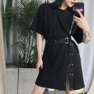Zip Short-sleeve T-shirt Dress
