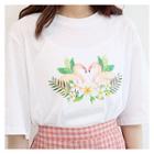 Bird-printed Cotton T-shirt