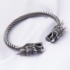 Stainless Steel Dragon Open Bangle 723 - 316 Steel - One Size