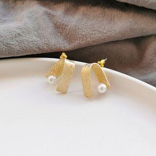 Faux Pearl Alloy U Shape Earring